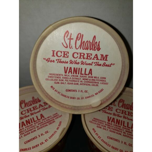 Vitnage St. Charles 3 oz Ice Cream Cup Vanilla Lid Lot of 3 New Old Stock - Picture 2 of 3